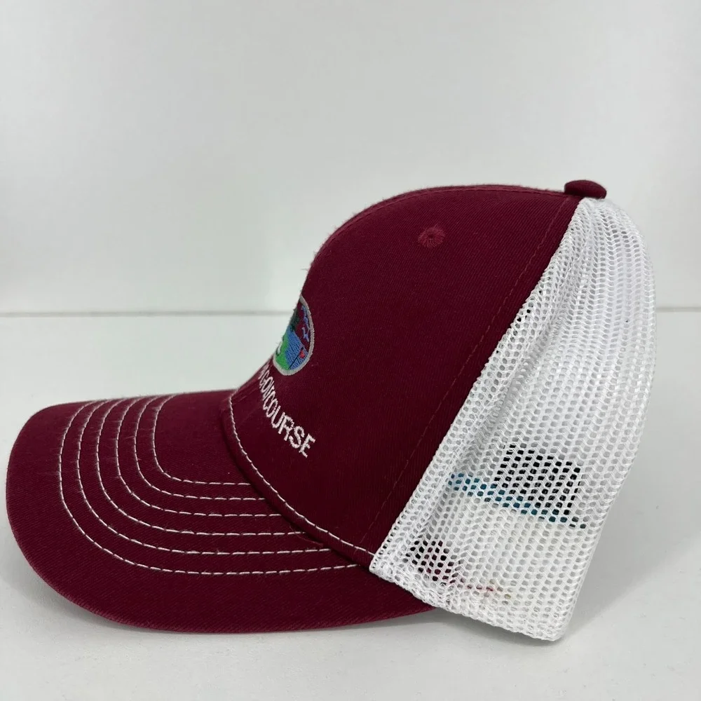Triangle Sport Pismo Beach Golf Course Trucker Hat Maroon White Snapback